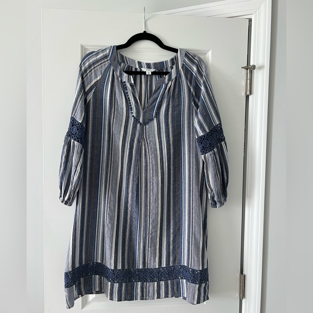 NAVY STRIPPED LINEN DRESS 💙